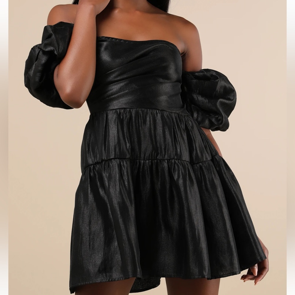 Lulus | size medium | black tiered off the shoulder dress